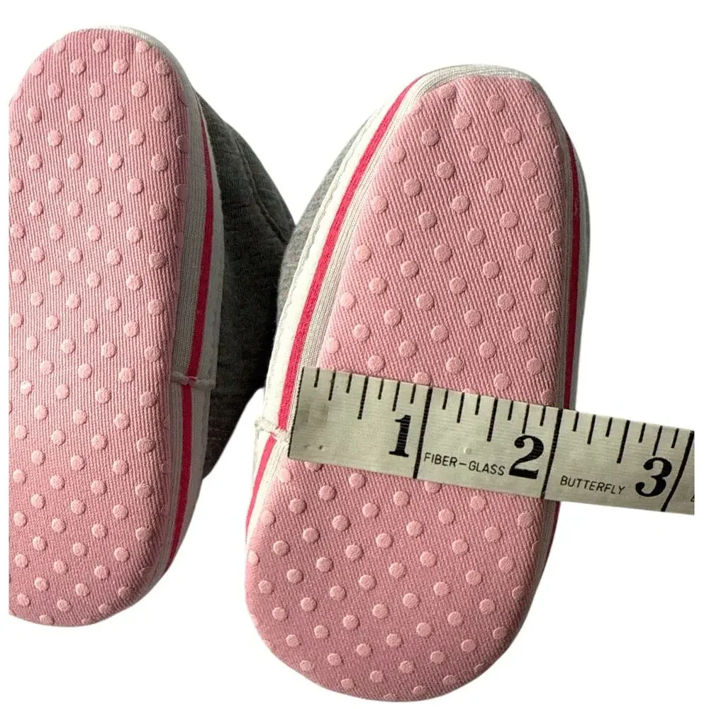 NWT Baby Soft Sole Crib Sneakers Pink Gray Heart Polka Dot EU 19 Toddler